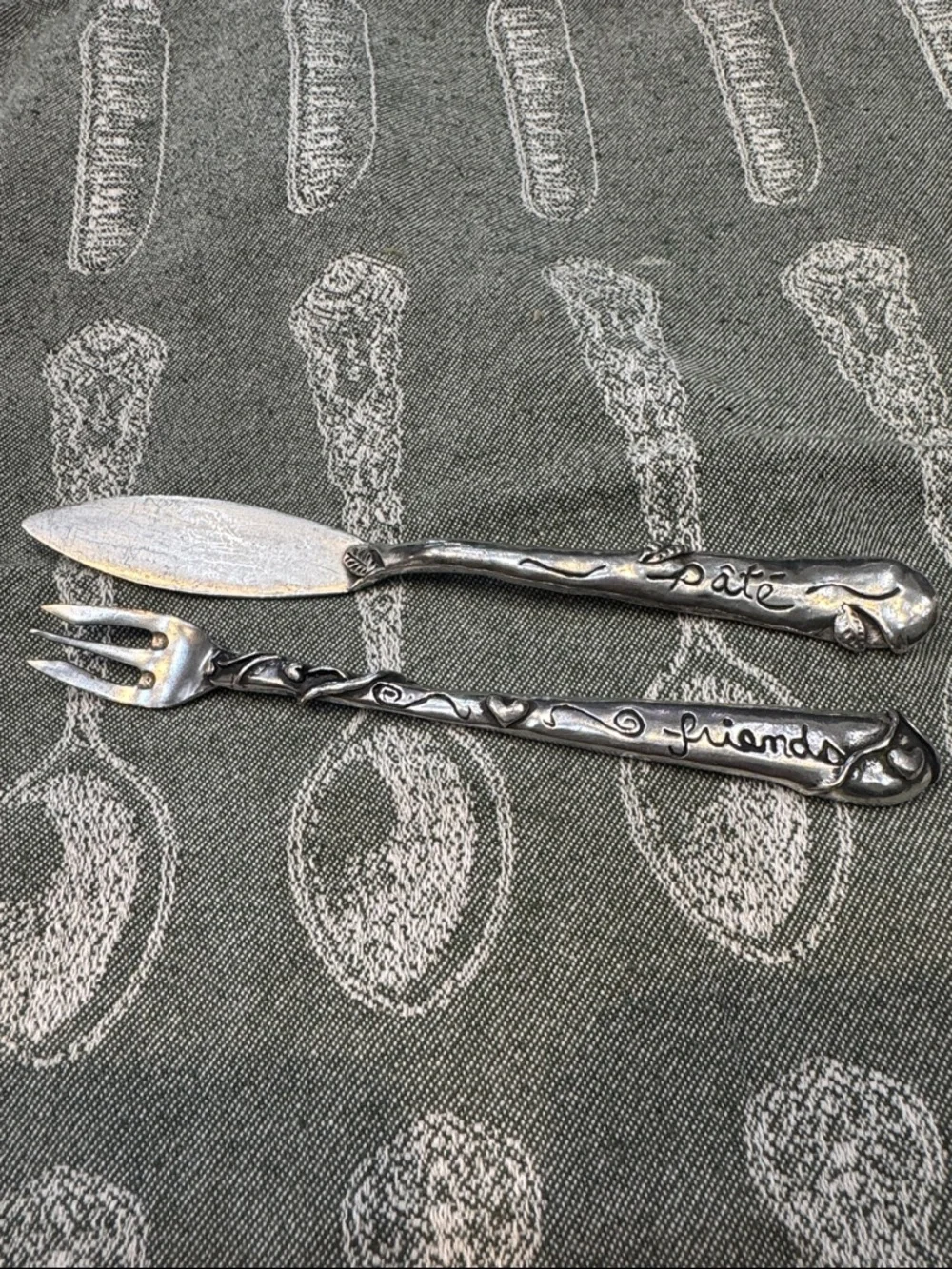 Pewter Pate and Olive fork set